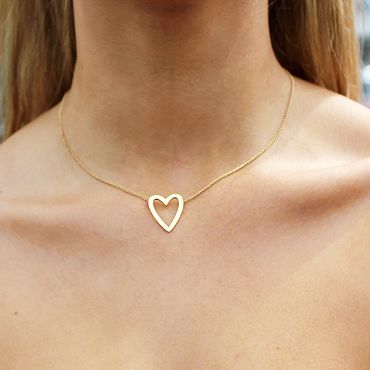 Stunning 9ct Yellow Gold Open Heart Necklace