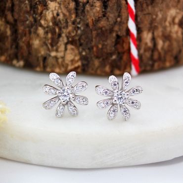 We just love these Sterling Silver and Cubic Zirconia Flower Stud Earrings.