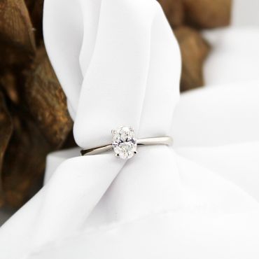 Stunning Single Stone Oval Platinum Diamond Ring