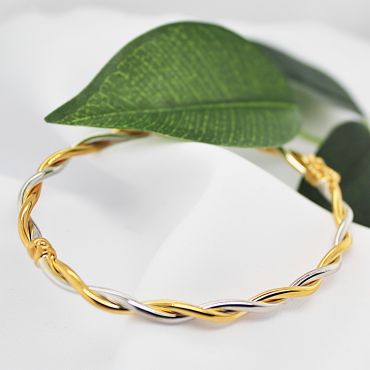 9ct Yellow Gold and White Gold Tist Bangle