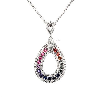 18ct Multi-Coloured Sapphire And Diamond Pendant