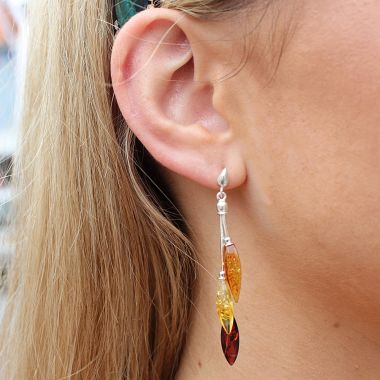 Sterling Silver and Multi Coloured 3 Way Drop Earrings