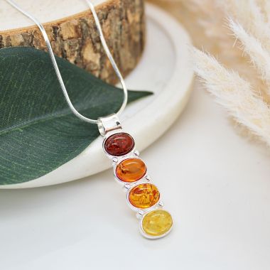 Multicoloured Amber Cognac Tail Necklace