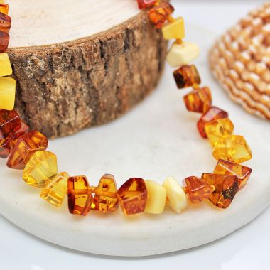 Multi Coloured Irregular Coganc Amber Beaded Necklace